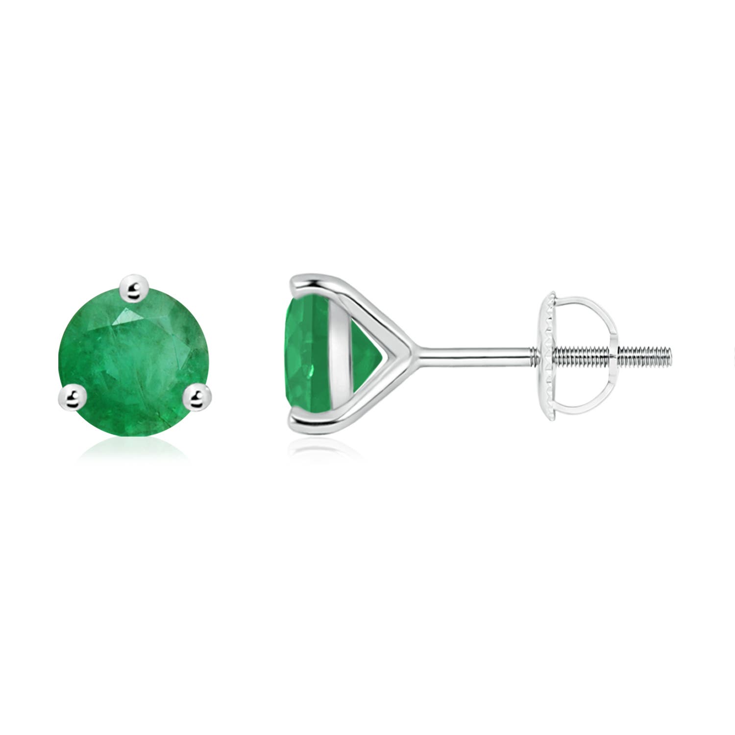 6mm A Martini-Set Round Emerald Stud Earrings in P950 Platinum