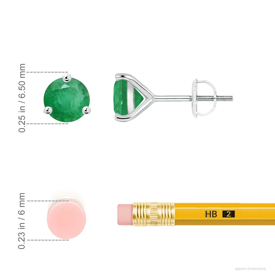 6mm A Martini-Set Round Emerald Stud Earrings in P950 Platinum ruler