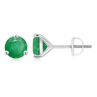 8mm A Martini-Set Round Emerald Stud Earrings in P950 Platinum