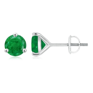 8mm AA Martini-Set Round Emerald Stud Earrings in P950 Platinum
