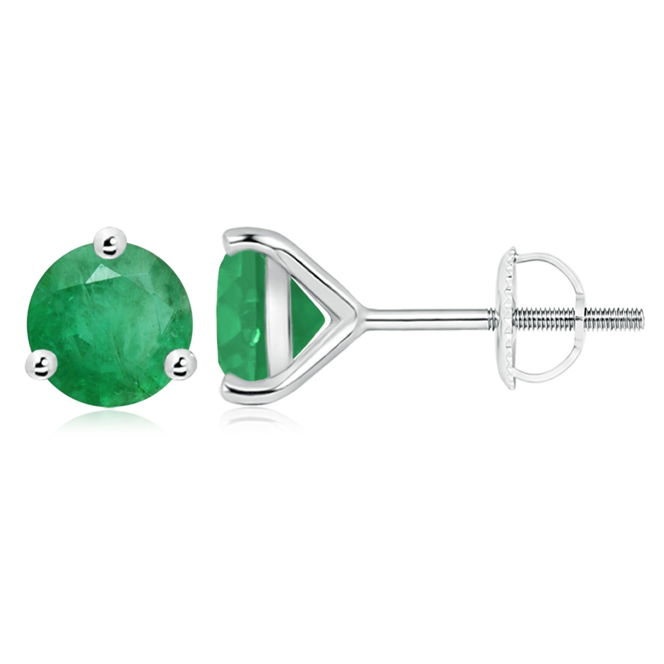9mm A Martini-Set Round Emerald Stud Earrings in P950 Platinum 