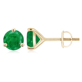 9mm AA Martini-Set Round Emerald Stud Earrings in 10K Yellow Gold