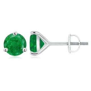 9mm AA Martini-Set Round Emerald Stud Earrings in P950 Platinum