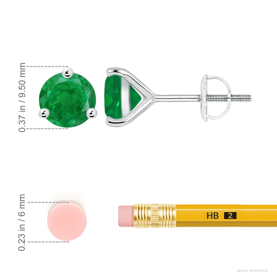 9mm AA Martini-Set Round Emerald Stud Earrings in White Gold ruler