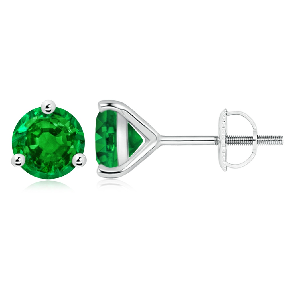 9mm AAAA Martini-Set Round Emerald Stud Earrings in P950 Platinum