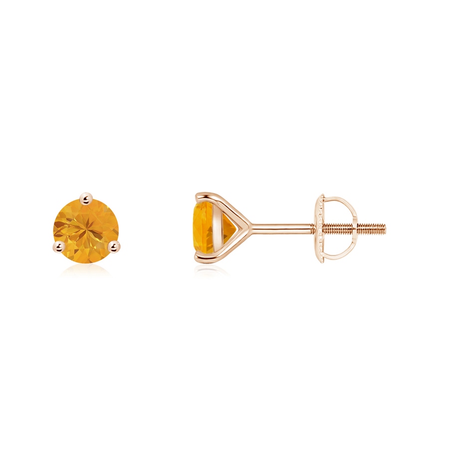 4mm A Martini-Set Round Fire Opal Stud Earrings in Rose Gold 