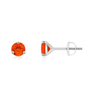 4mm AAA Martini-Set Round Fire Opal Stud Earrings in White Gold