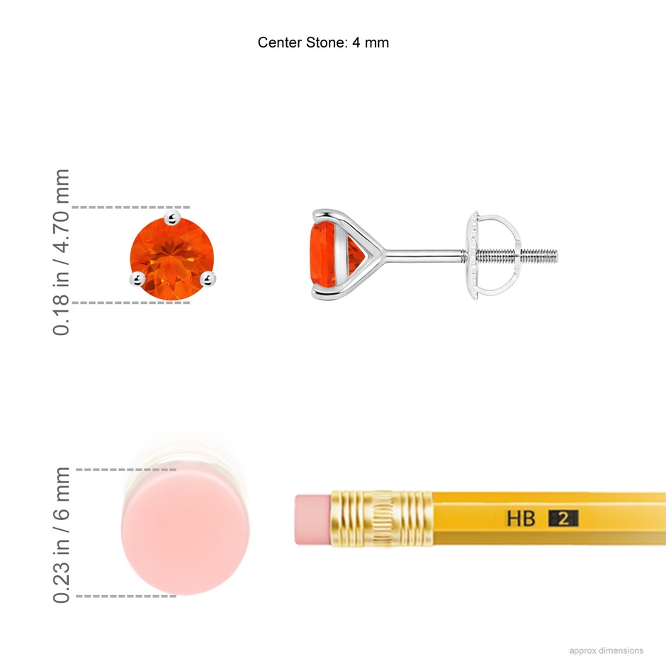 4mm AAA Martini-Set Round Fire Opal Stud Earrings in White Gold ruler