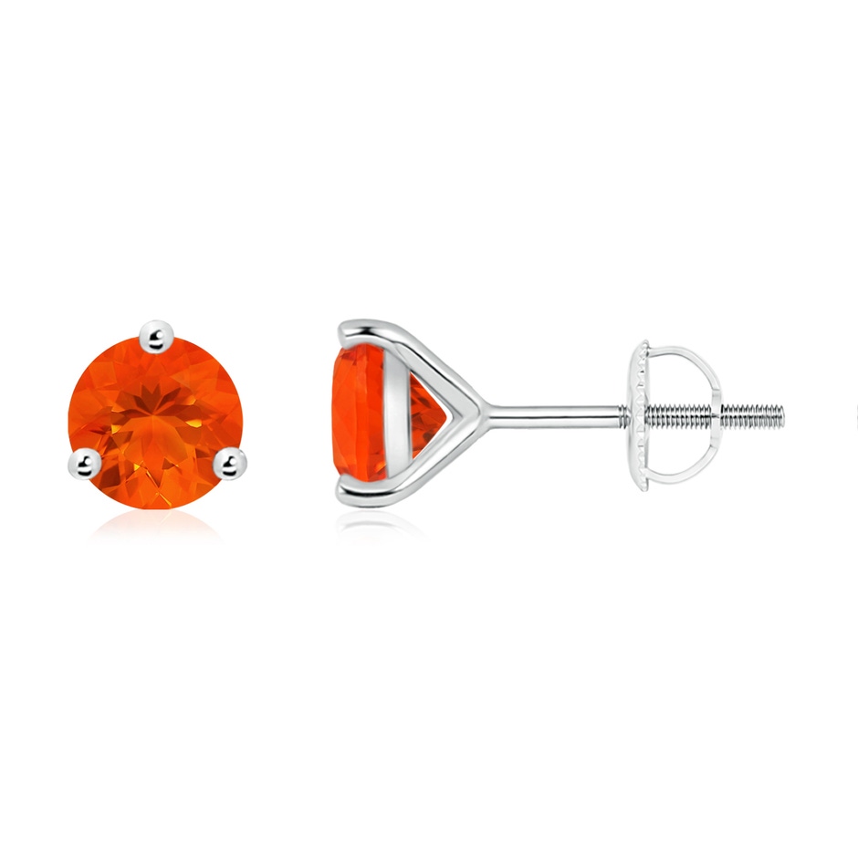6mm AAA Martini-Set Round Fire Opal Stud Earrings in White Gold 
