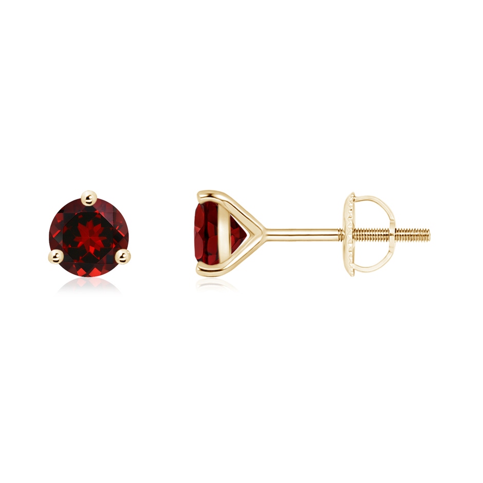 5mm AAAA Martini-Set Round Garnet Stud Earrings in 18K Yellow Gold 