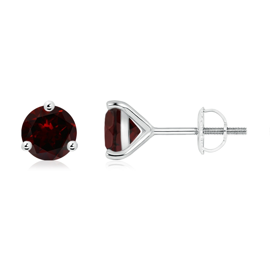 6mm A Martini-Set Round Garnet Stud Earrings in White Gold 