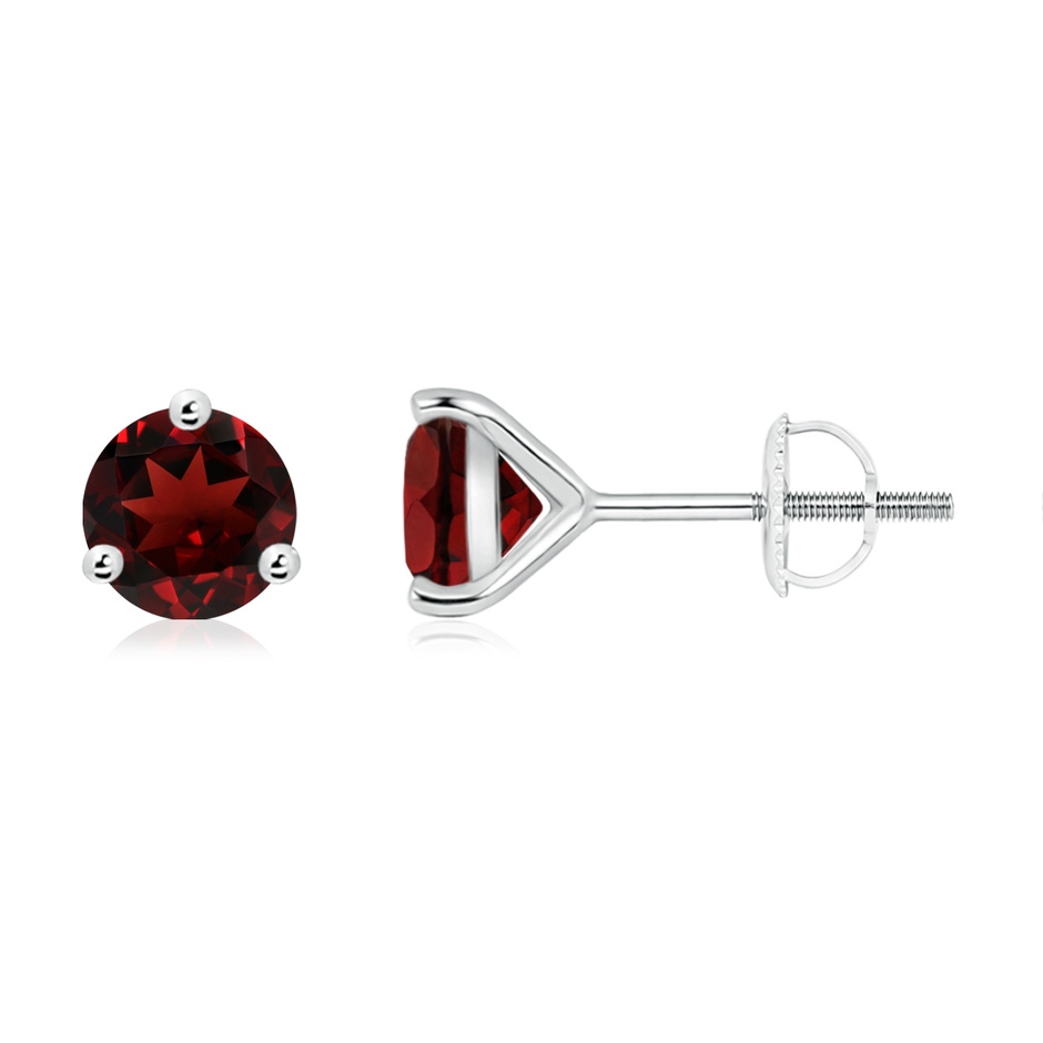 6mm AAA Martini-Set Round Garnet Stud Earrings in White Gold 