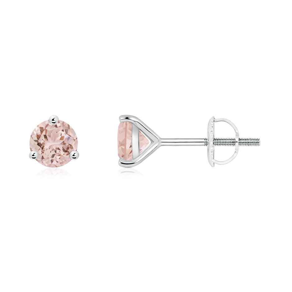 5mm AAA Martini-Set Round Morganite Stud Earrings in White Gold 