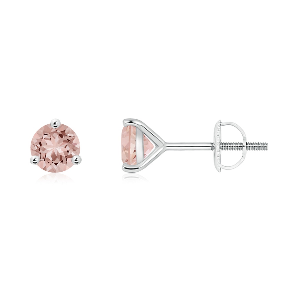 5mm AAAA Martini-Set Round Morganite Stud Earrings in P950 Platinum