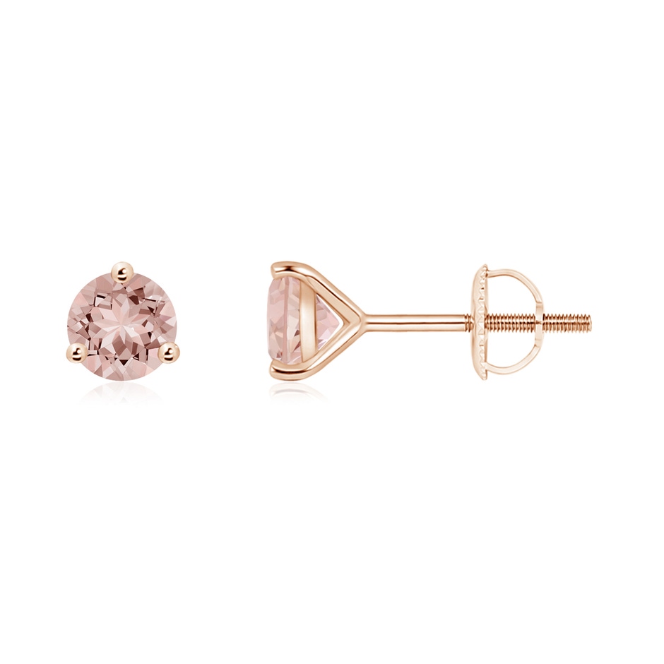 5mm AAAA Martini-Set Round Morganite Stud Earrings in Rose Gold 