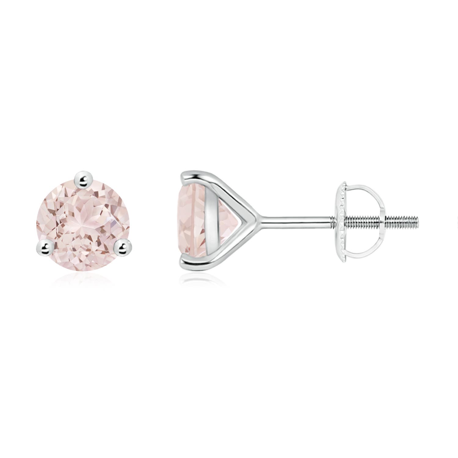 6mm A Martini-Set Round Morganite Stud Earrings in P950 Platinum