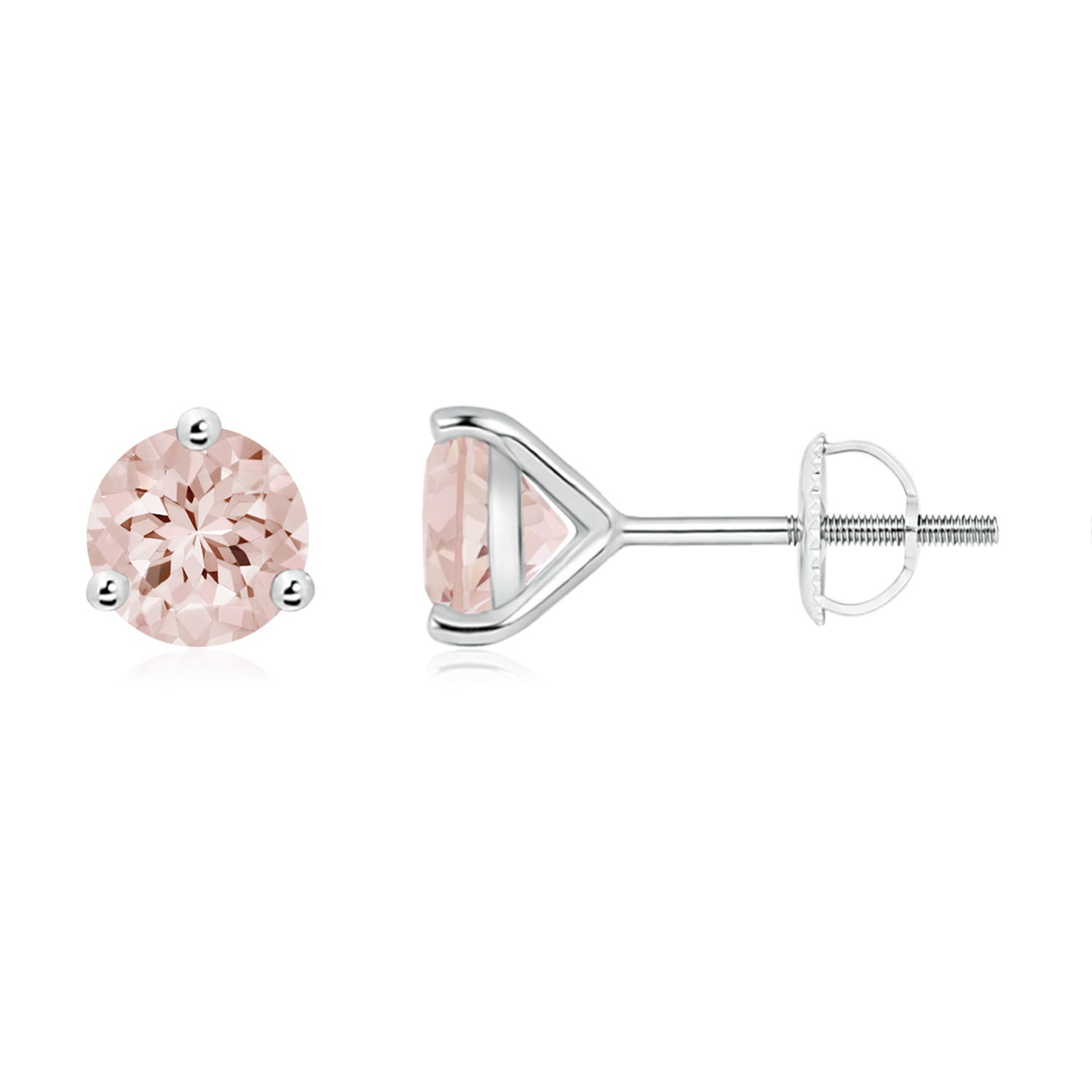 6mm AA Martini-Set Round Morganite Stud Earrings in P950 Platinum