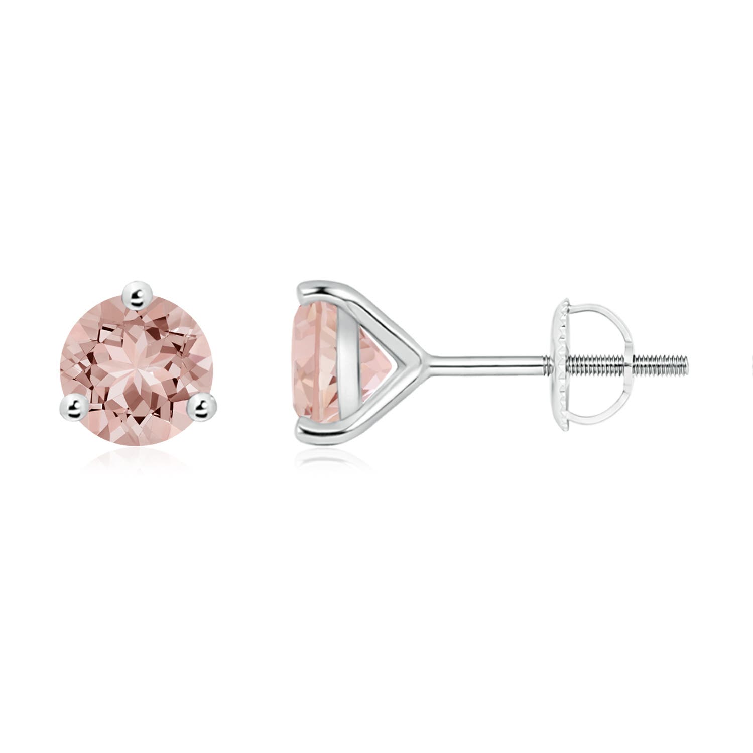 6mm AAAA Martini-Set Round Morganite Stud Earrings in P950 Platinum