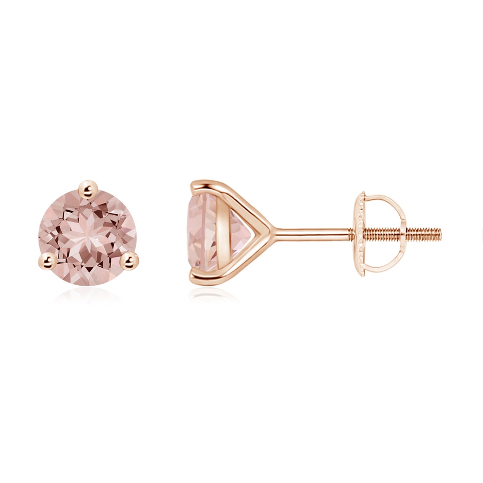 6mm AAAA Martini-Set Round Morganite Stud Earrings in Rose Gold 