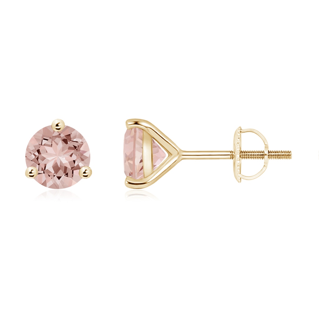 6mm AAAA Martini-Set Round Morganite Stud Earrings in Yellow Gold