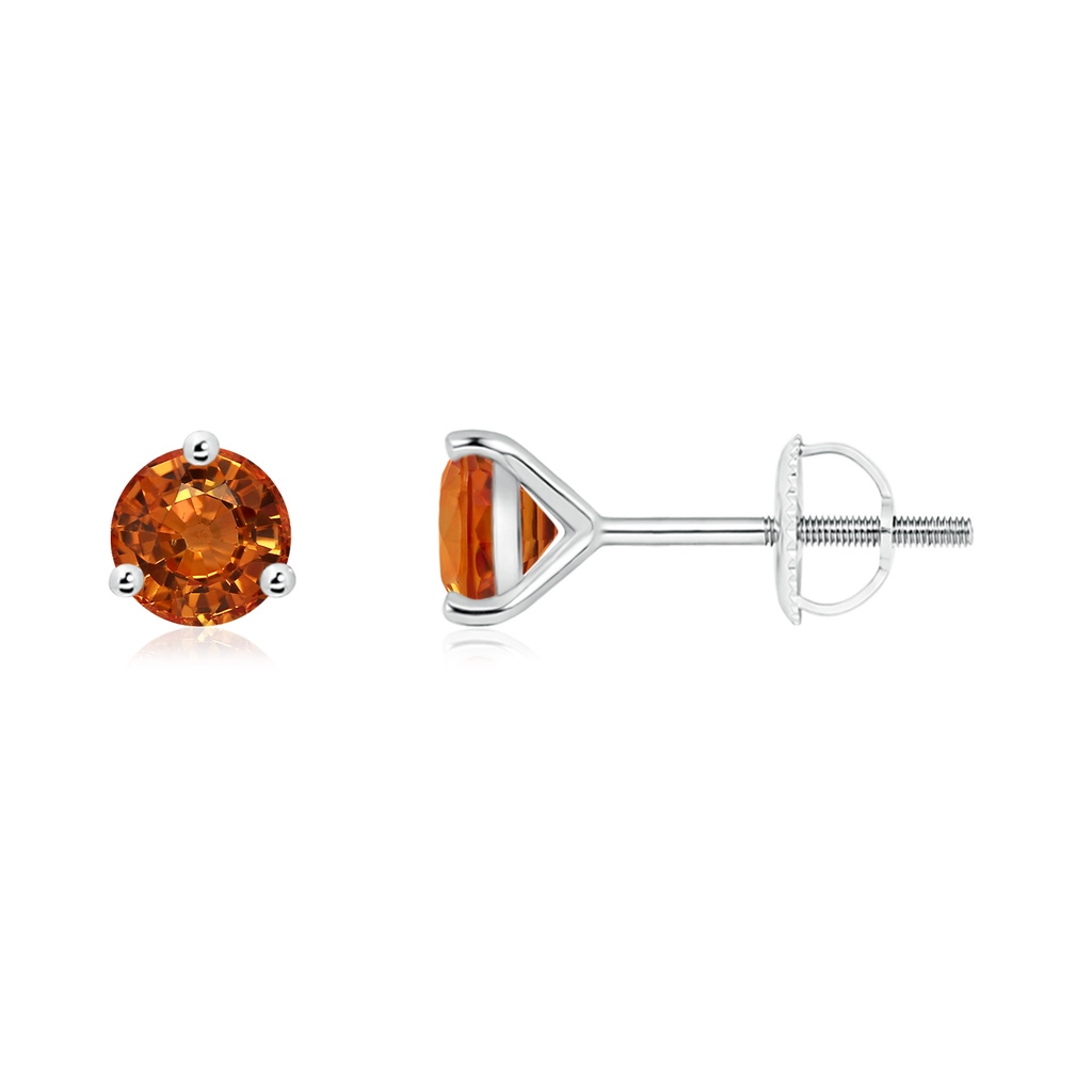 5mm AAAA Martini-Set Round Orange Sapphire Stud Earrings in P950 Platinum