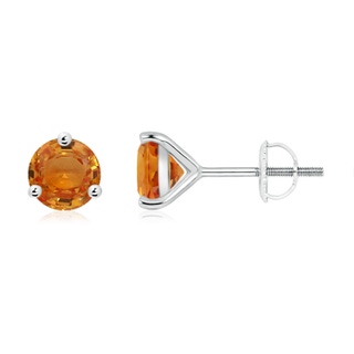 6mm AAA Martini-Set Round Orange Sapphire Stud Earrings in P950 Platinum