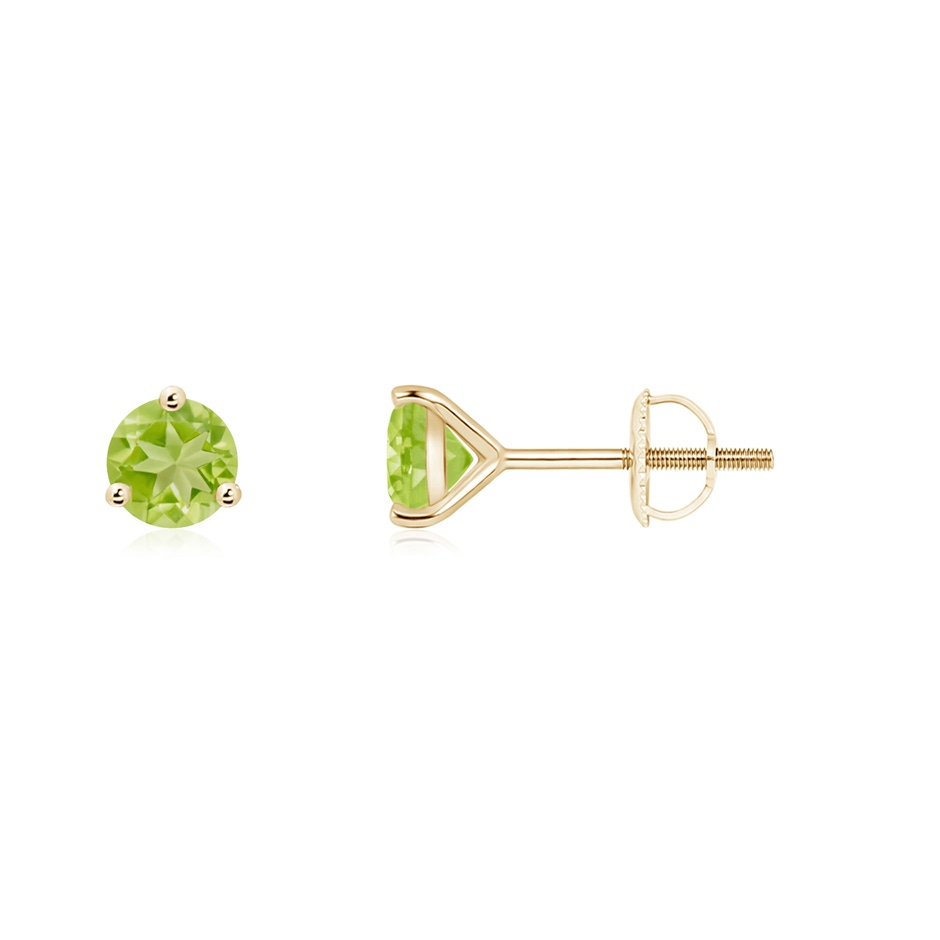 4mm AA Martini-Set Round Peridot Stud Earrings in 9K Yellow Gold 