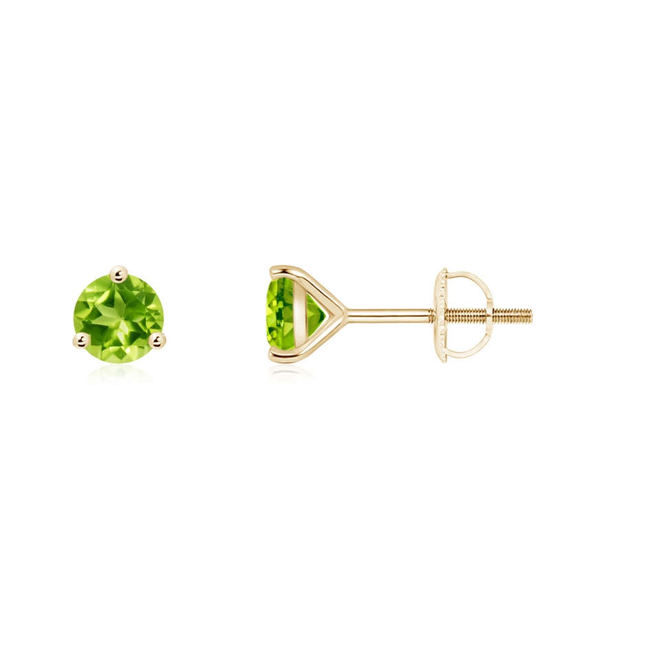 4mm AAA Martini-Set Round Peridot Stud Earrings in Yellow Gold 