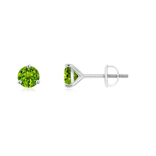 4mm AAAA Martini-Set Round Peridot Stud Earrings in White Gold