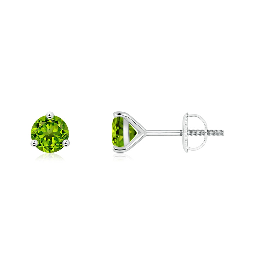 4mm AAAA Martini-Set Round Peridot Stud Earrings in White Gold 