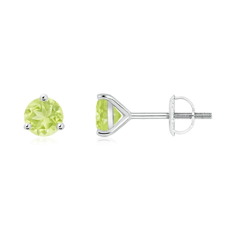 5mm A Martini-Set Round Peridot Stud Earrings in P950 Platinum 