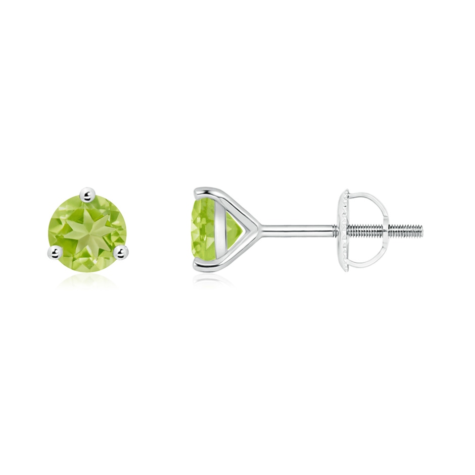 5mm AA Martini-Set Round Peridot Stud Earrings in White Gold 