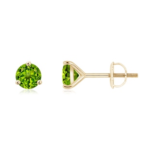 5mm AAAA Martini-Set Round Peridot Stud Earrings in Yellow Gold