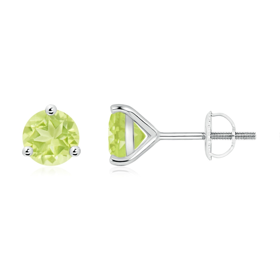6mm A Martini-Set Round Peridot Stud Earrings in P950 Platinum 