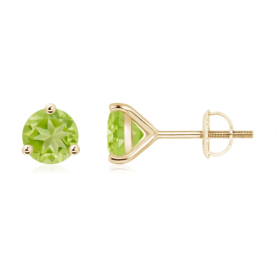 6mm AA Martini-Set Round Peridot Stud Earrings in Yellow Gold 