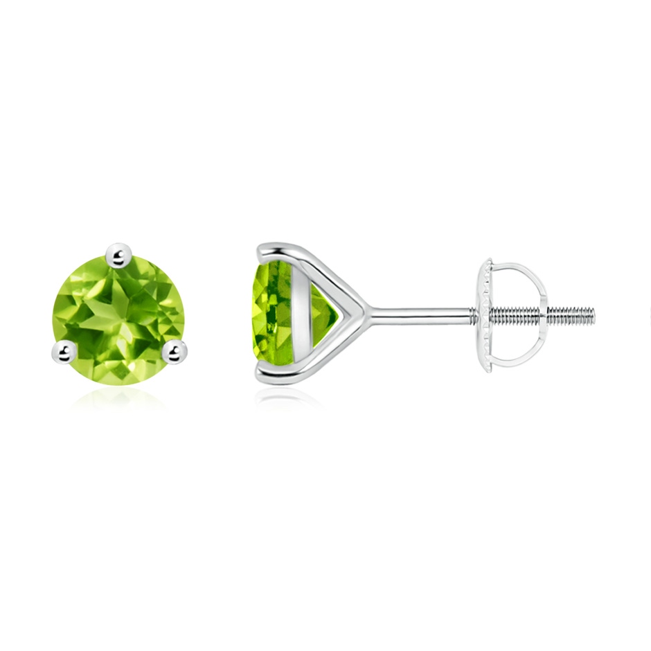 6mm AAA Martini-Set Round Peridot Stud Earrings in White Gold 