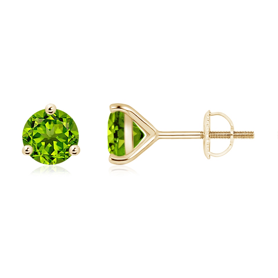 6mm AAAA Martini-Set Round Peridot Stud Earrings in Yellow Gold 