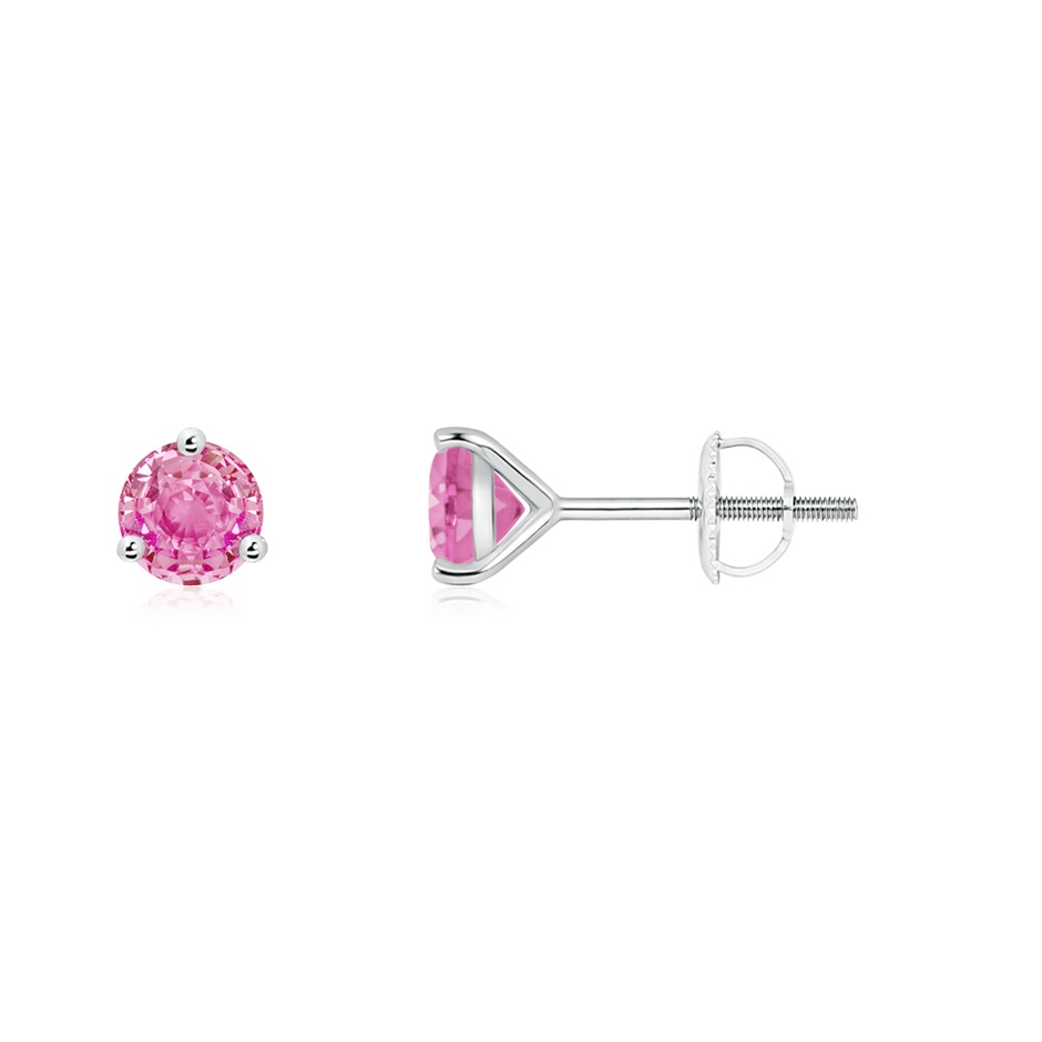 4mm AA Martini-Set Round Pink Sapphire Stud Earrings in White Gold 