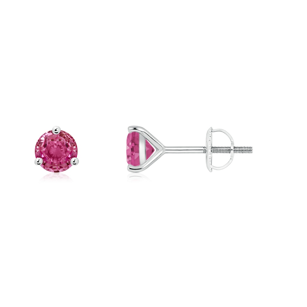 4mm AAAA Martini-Set Round Pink Sapphire Stud Earrings in P950 Platinum