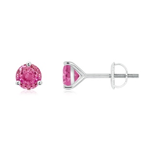 5mm AAA Martini-Set Round Pink Sapphire Stud Earrings in White Gold