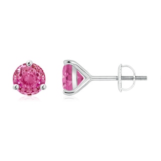 6mm AAA Martini-Set Round Pink Sapphire Stud Earrings in P950 Platinum