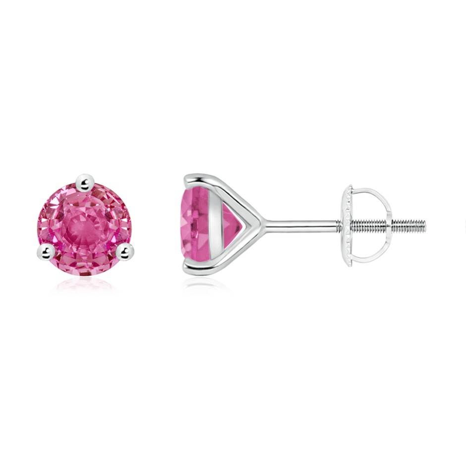 6mm AAA Martini-Set Round Pink Sapphire Stud Earrings in White Gold 