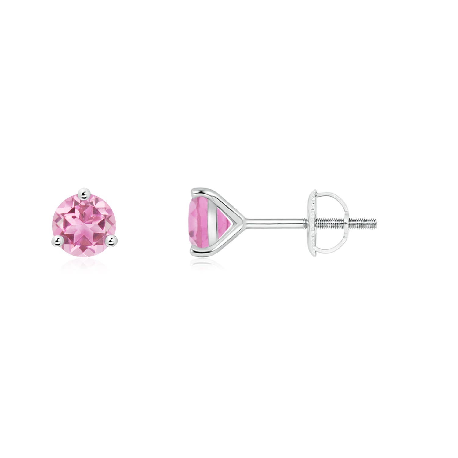 ANGARA Natural 0.5 Ct AA-Grade Round Pink Tourmaline Stud Earrings in 14K Gold - Picture 8 of 19