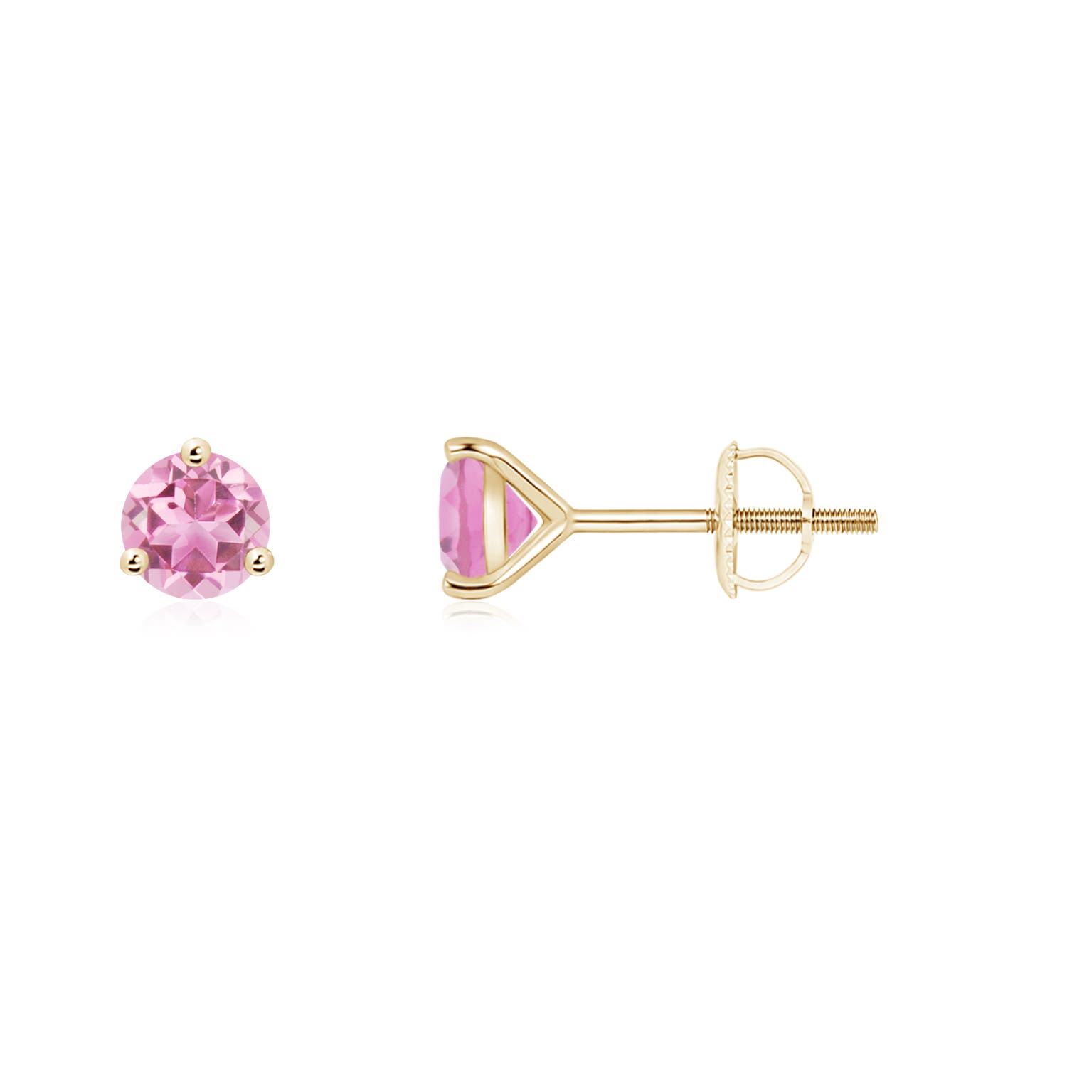 ANGARA Natural 0.5 Ct AA-Grade Round Pink Tourmaline Stud Earrings in 14K Gold - Picture 14 of 19