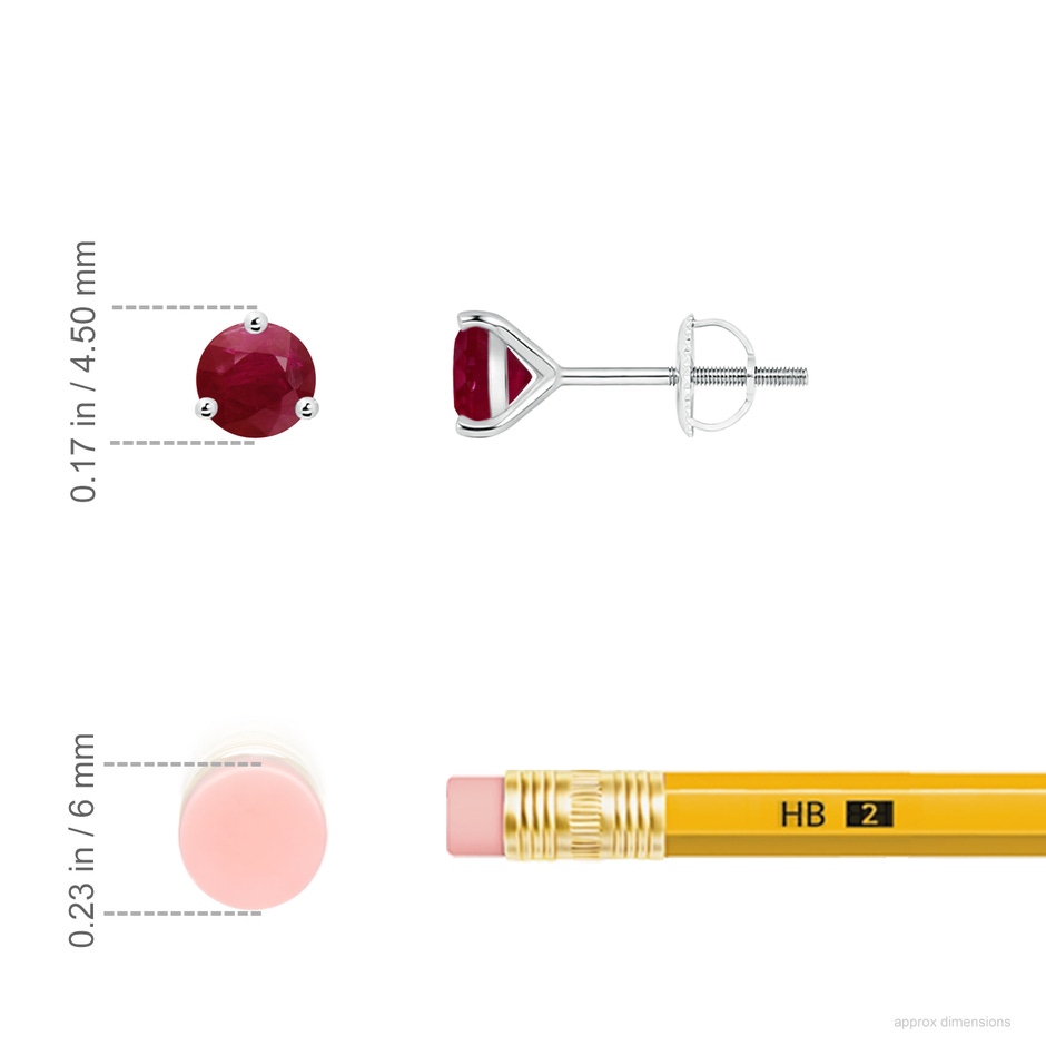 4mm A Martini-Set Round Ruby Stud Earrings in White Gold ruler