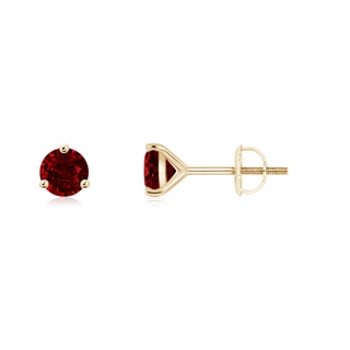 4mm AAAA Martini-Set Round Ruby Stud Earrings in 9K Yellow Gold