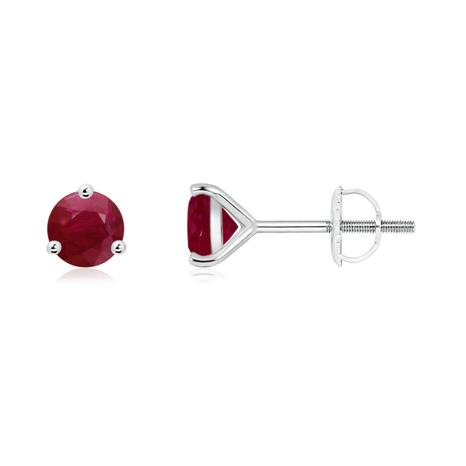 5mm A Martini-Set Round Ruby Stud Earrings in P950 Platinum