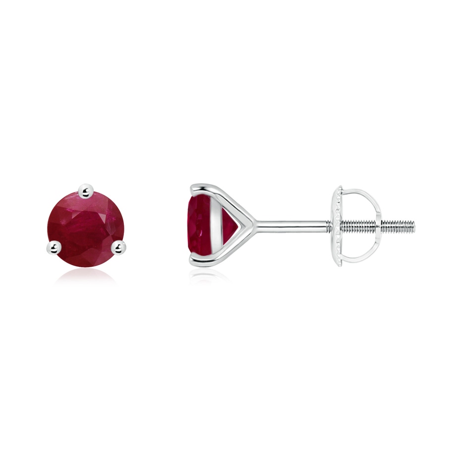 5mm A Martini-Set Round Ruby Stud Earrings in P950 Platinum 