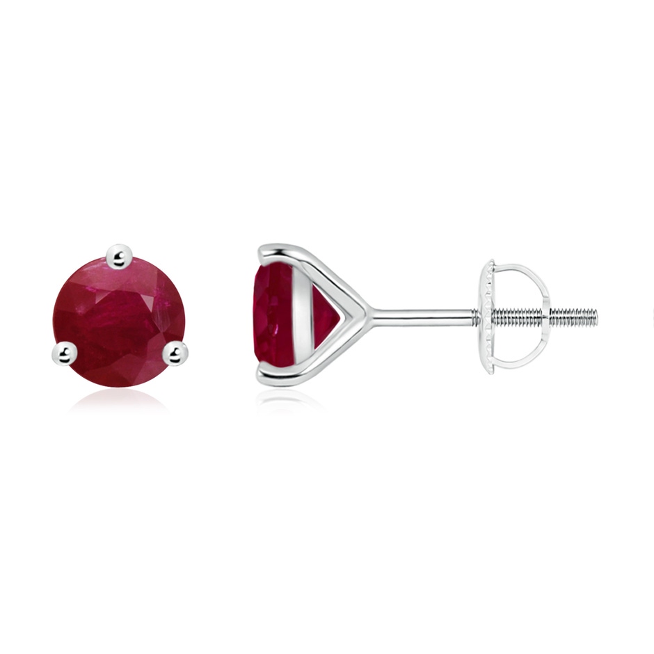 6mm A Martini-Set Round Ruby Stud Earrings in P950 Platinum 