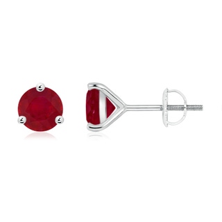 6mm AA Martini-Set Round Ruby Stud Earrings in P950 Platinum